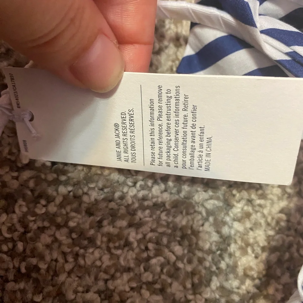 Janie and Jack Blue and White Striped Bow Headband